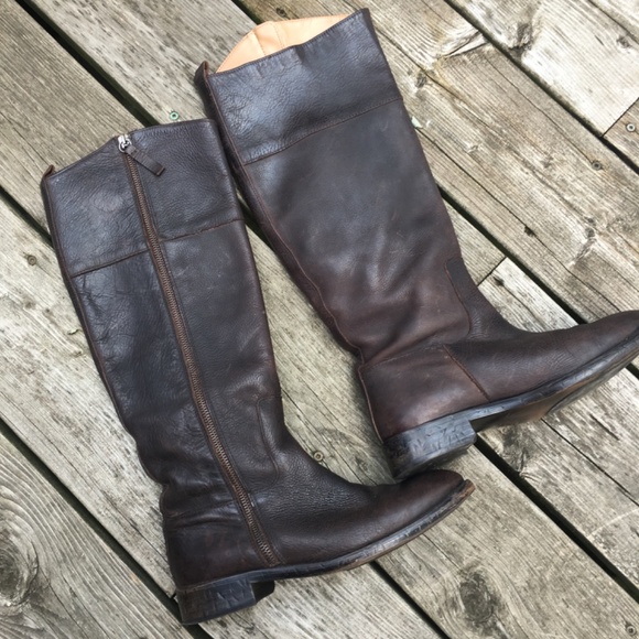 Zara brown leather side zip flat boots sz 37 - Picture 7 of 9